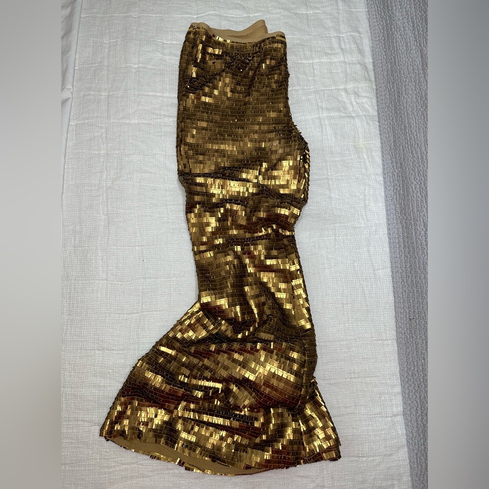 FREE PEOPLE - bronze/gold sequin pants - size large